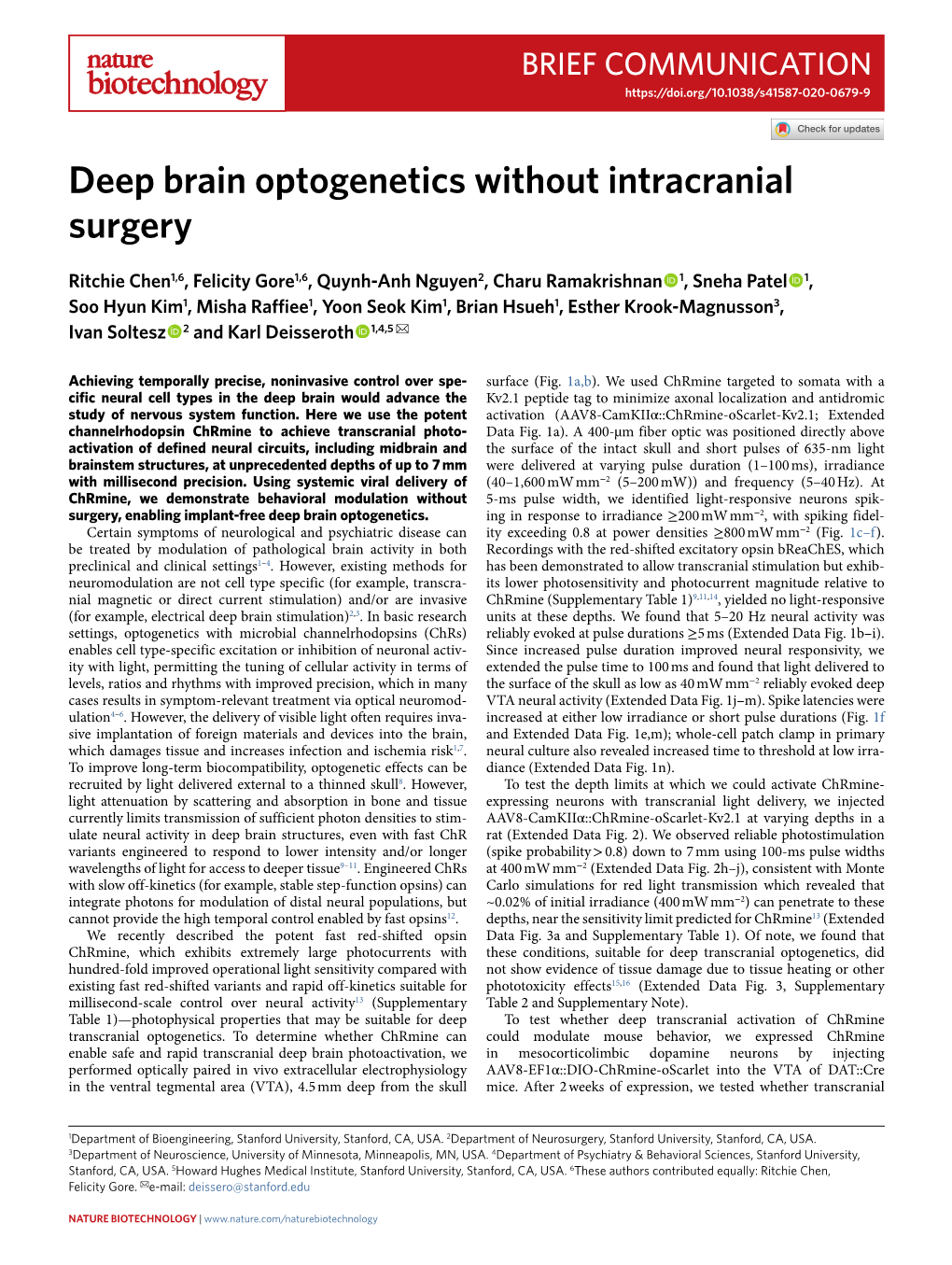 Deep Brain Optogenetics Without Intracranial Surgery