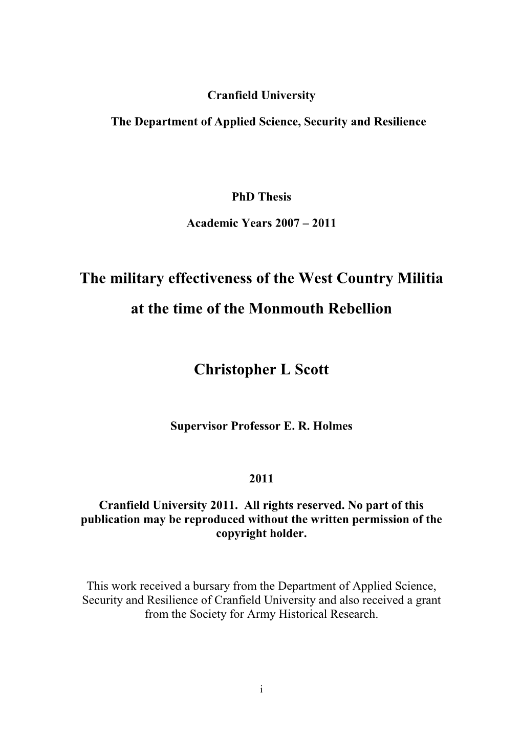 The Military Effectiveness of the West Country Militia at the Time of the Monmouth Rebellion