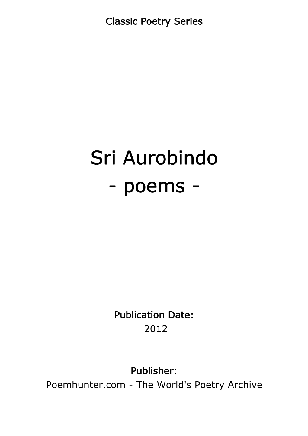 Sri Aurobindo - Poems