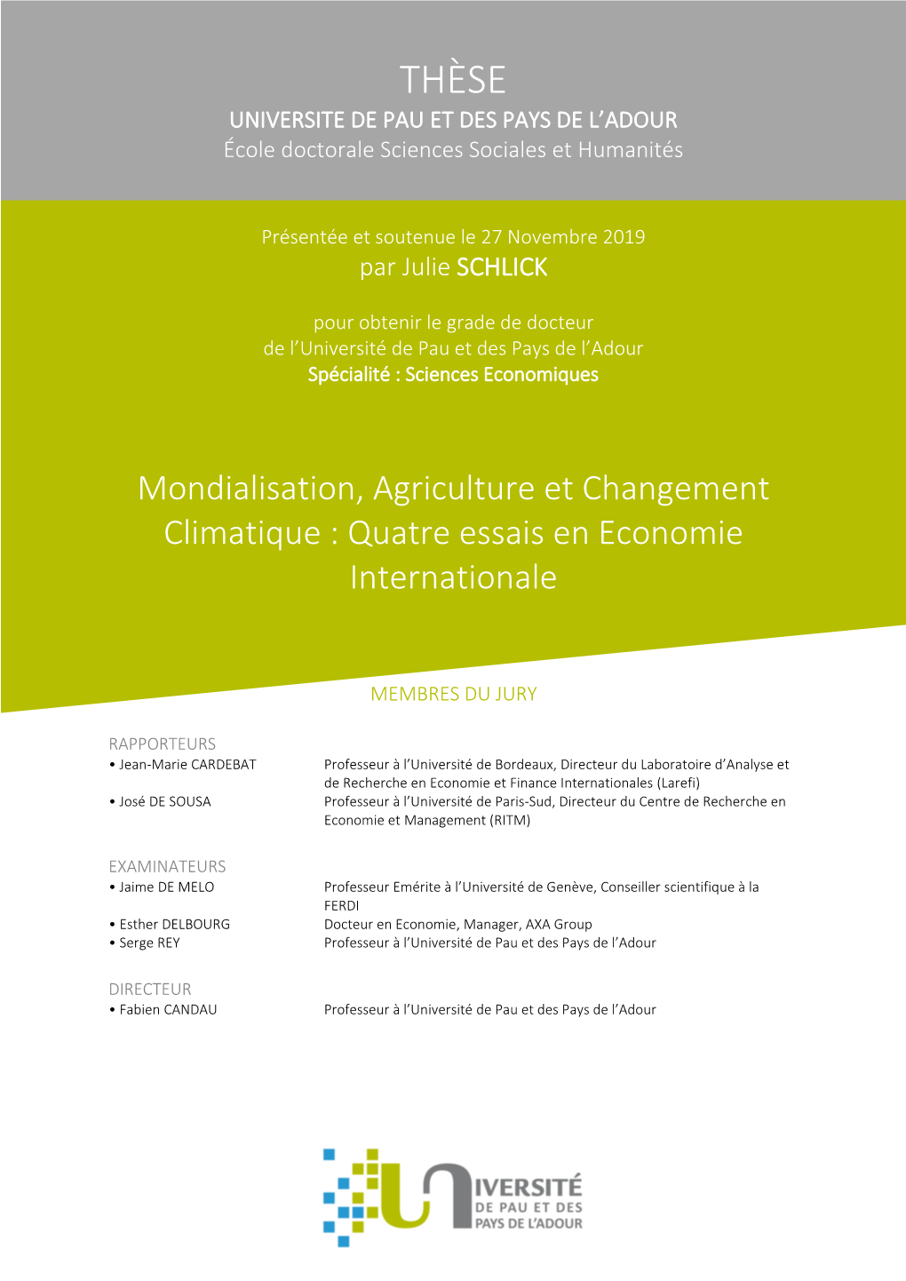 Mondialisation, Agriculture Et Changement Climatique: Quatre