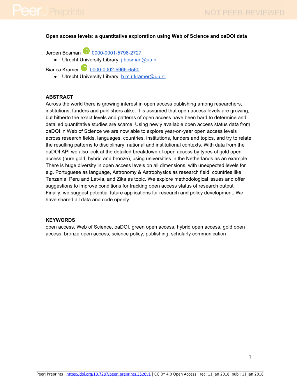 Open Access Levels: a Quantitative Exploration Using Web of Science and Oadoi Data