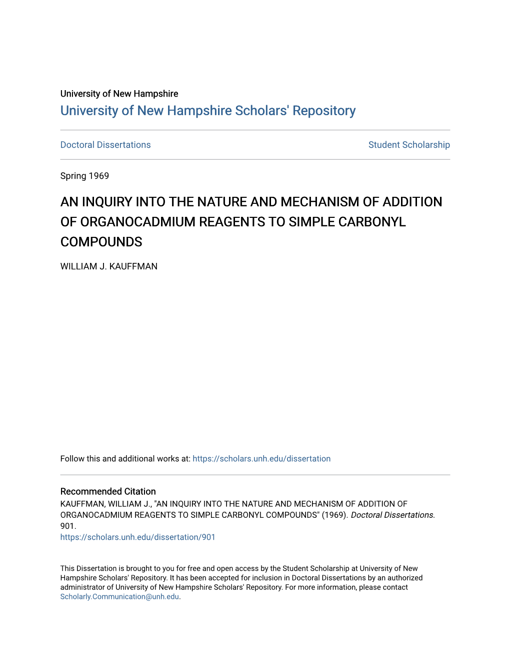 An Inquiry Into the Nature and Mechanism of Addition of Organocadmium Reagents to Simple Carbonyl Compounds