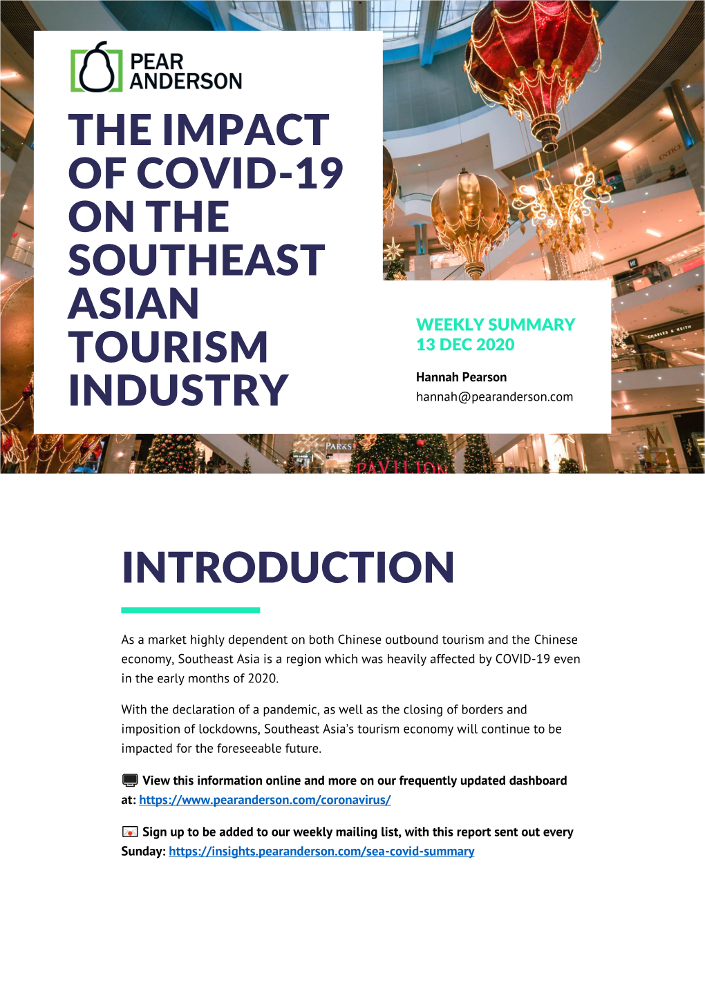 The Impact of Covid-19 on the Southeast Asian Tourism Industry