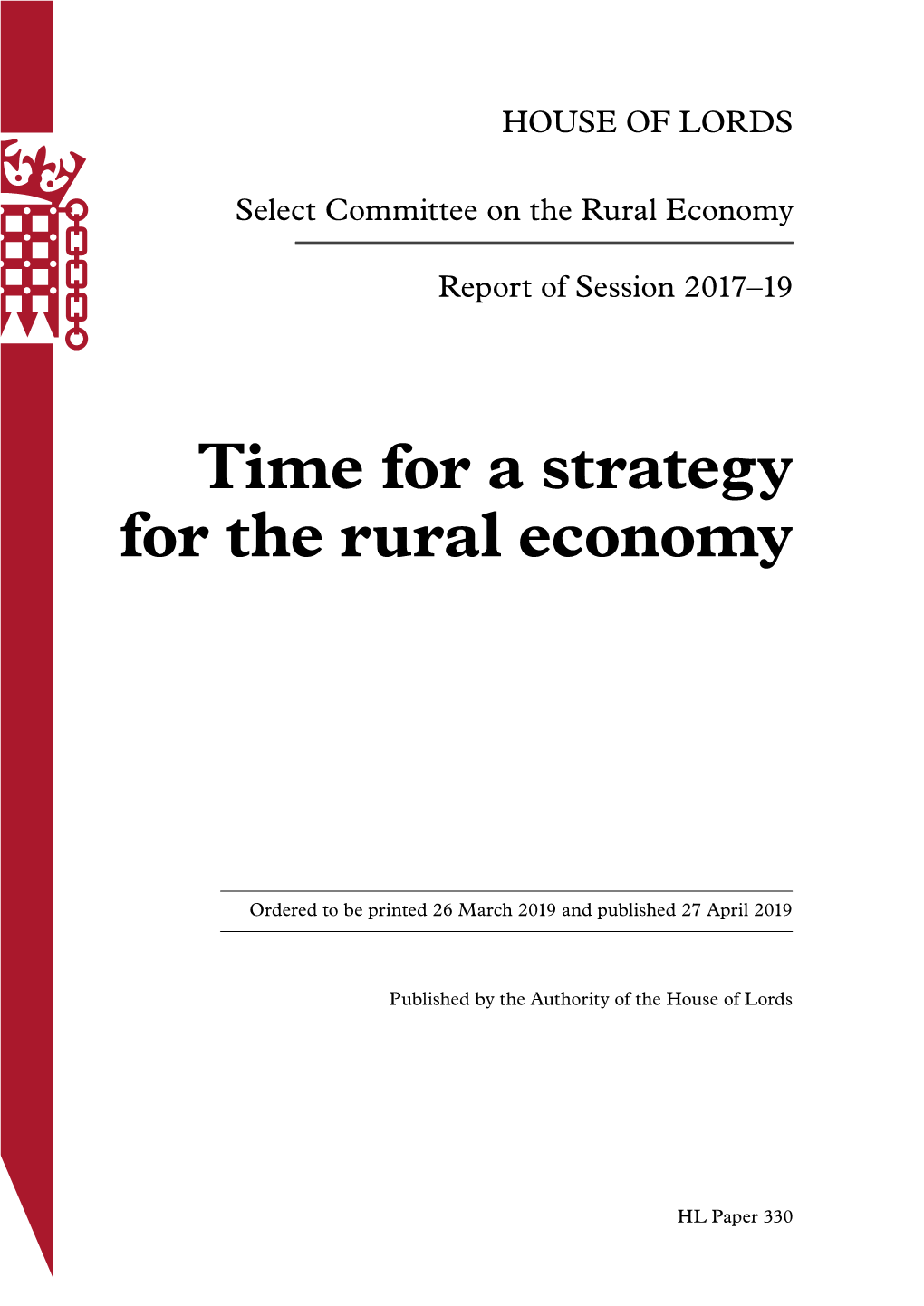 Time for a Strategy for the Rural Economy