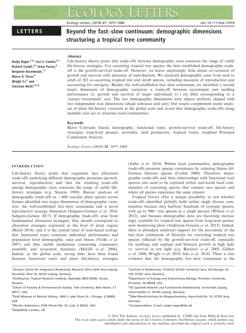 Demographic Dimensions Structuring a Tropical Tree Community