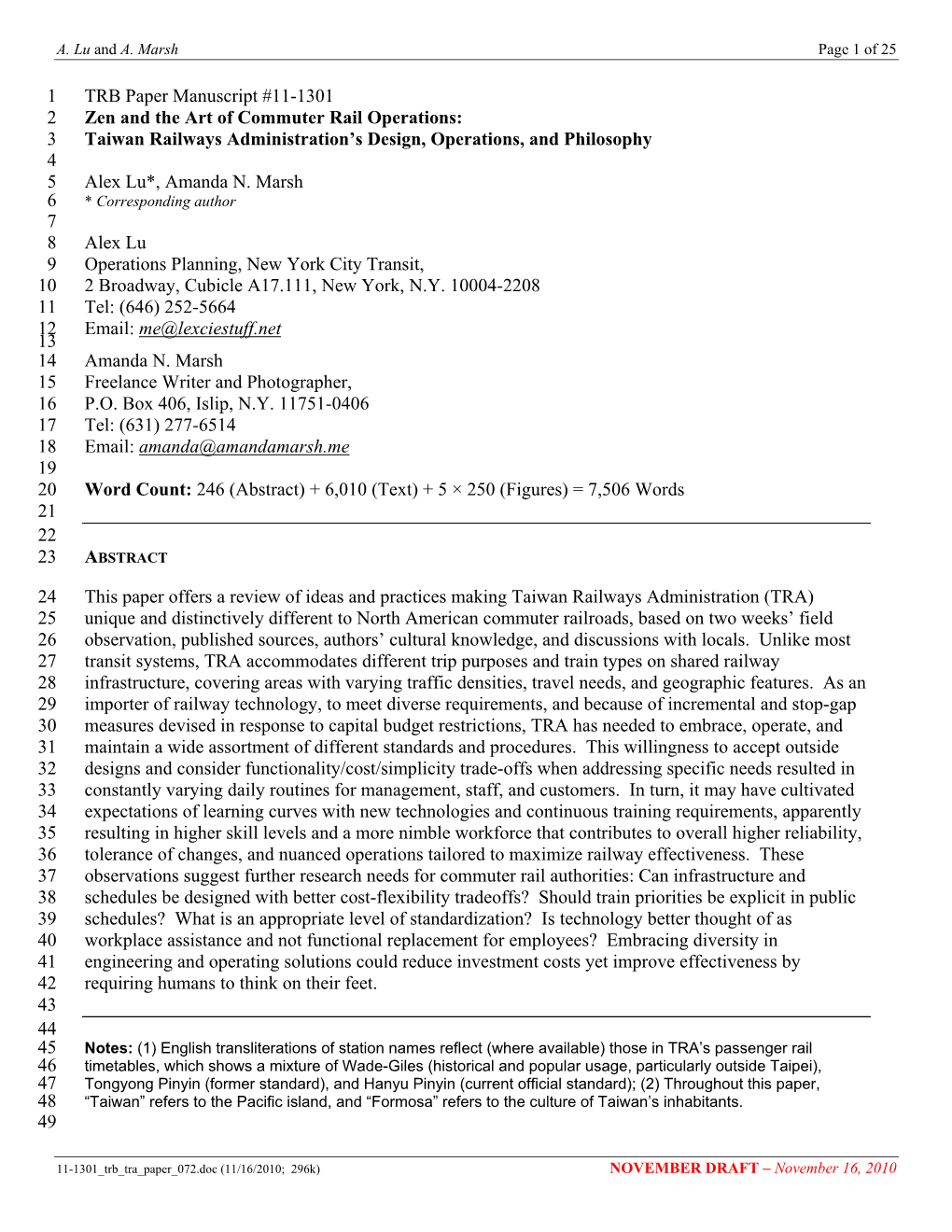 TRB Paper Manuscript #11-1301 1 Zen and the Art of Commuter Rail