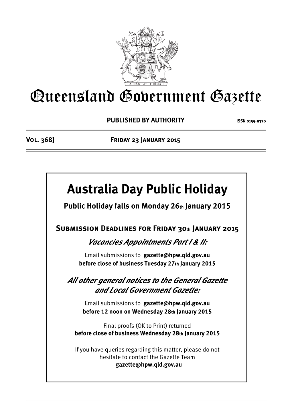 Queensland Government Gazette