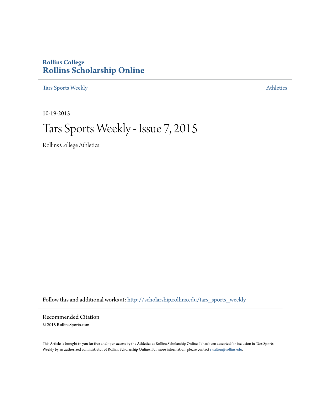 Tars Sports Weekly Athletics