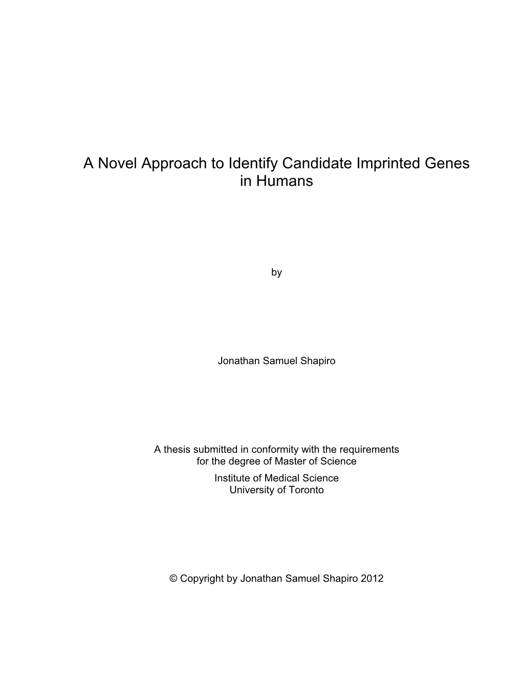 A Novel Approach to Identify Candidate Imprinted Genes in Humans