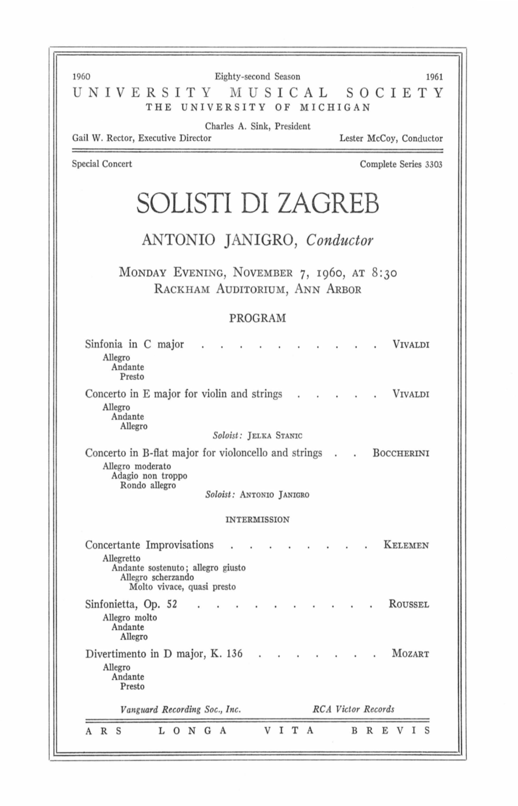SOLISTI DI ZAGREB ANTONIO ] ANIGRO, Conductor