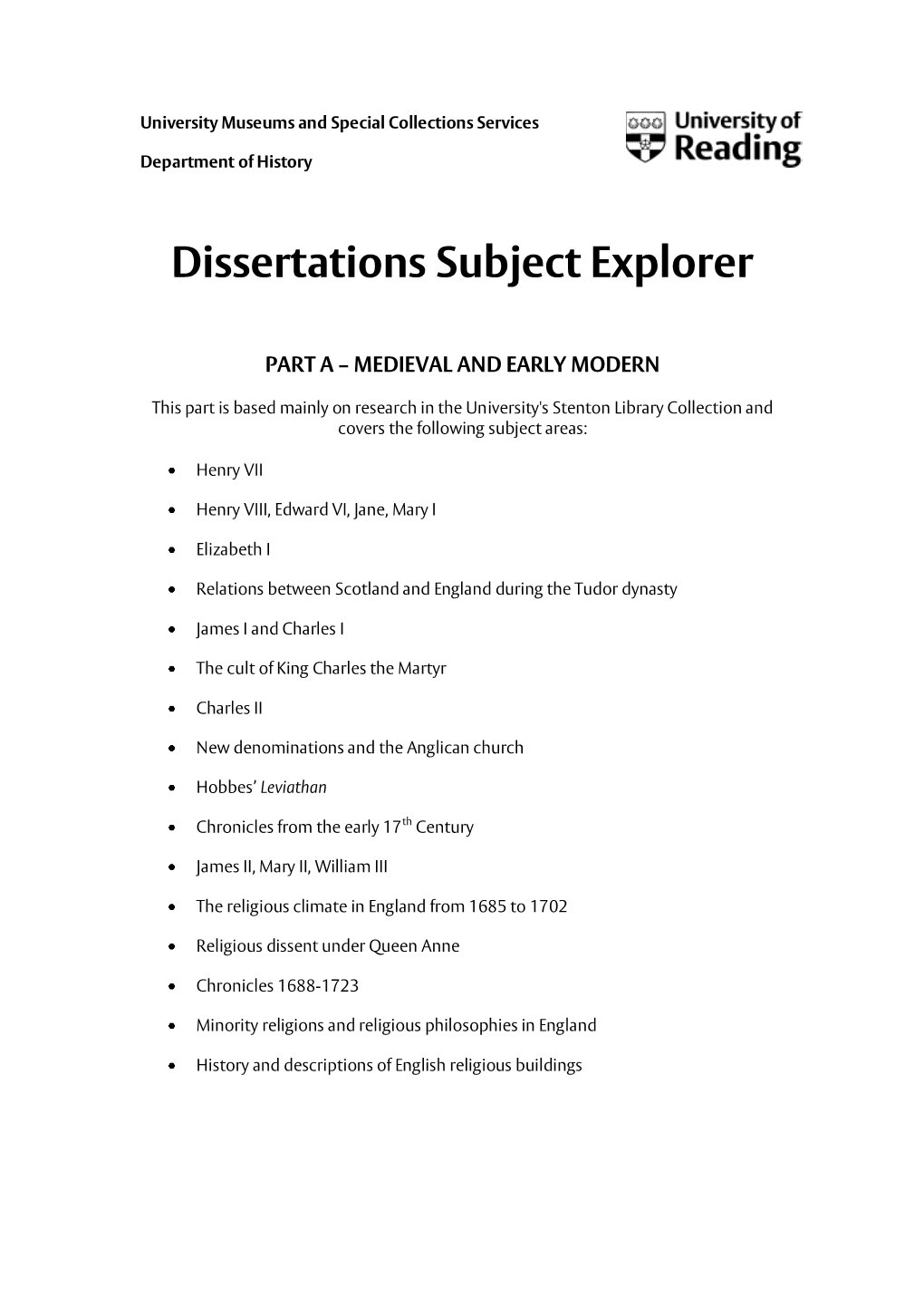 Dissertations Subject Explorer