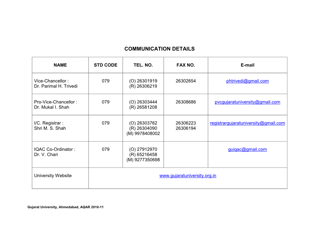 Communication Details