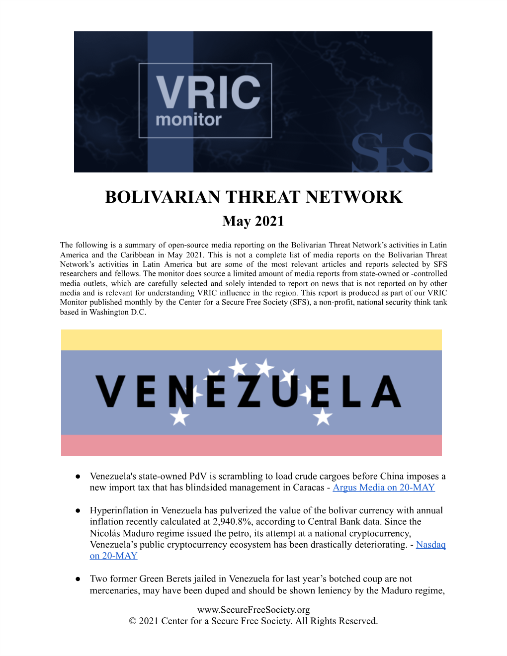 To Read Media Reports on the Bolivarian Threat Network