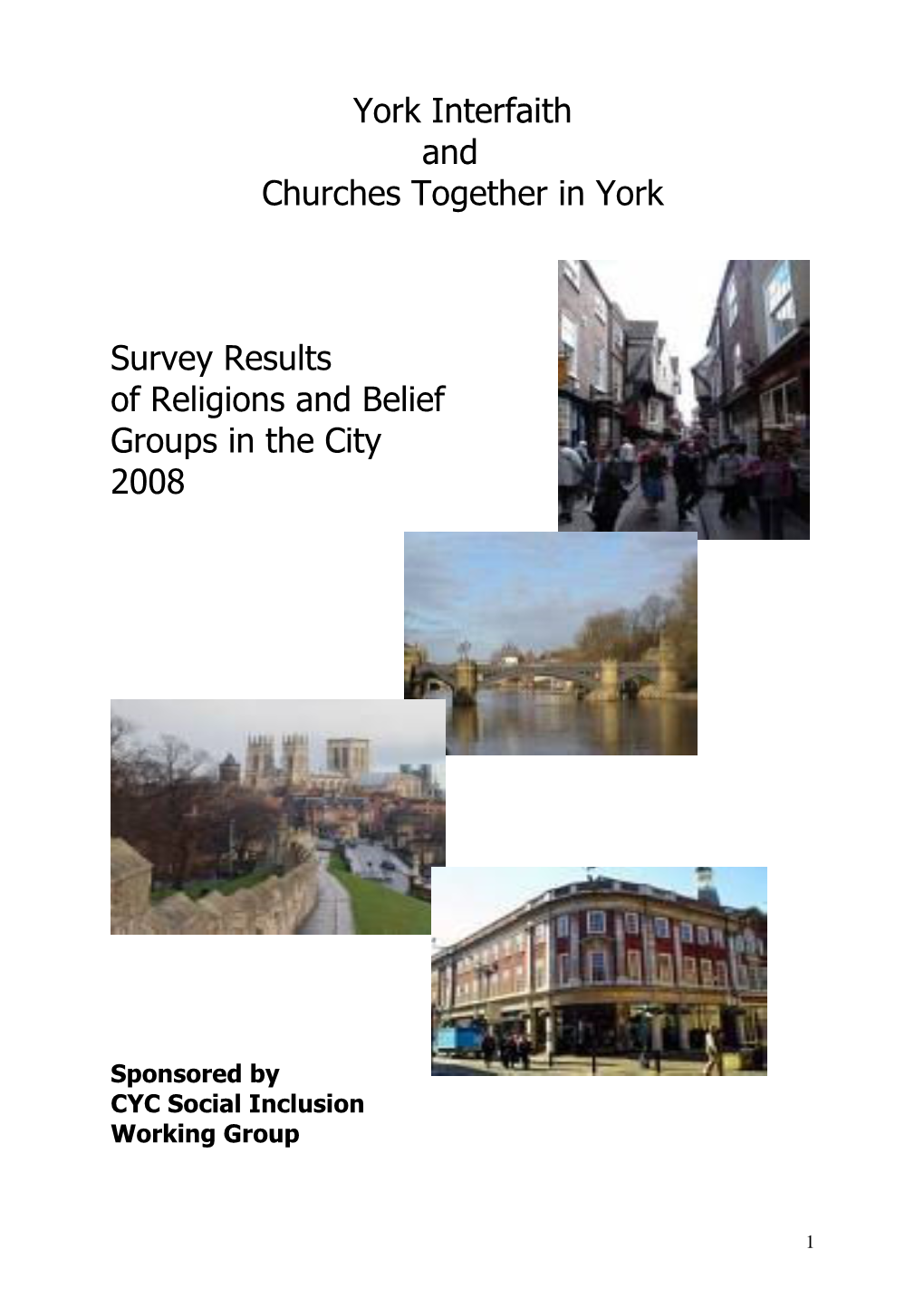 York Interfaith and Churches Together in York Survey Results of Religions