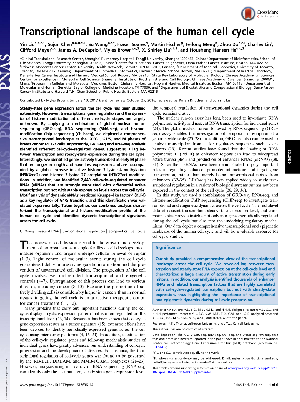 Transcriptional Landscape of the Human Cell Cycle