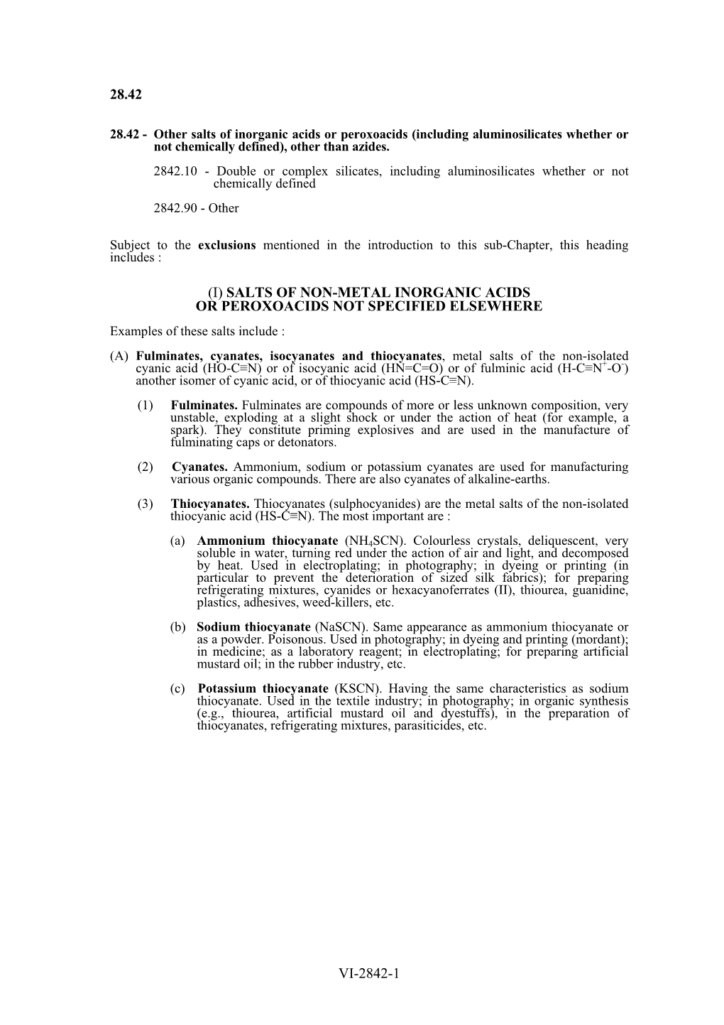 Vi-2842-1 28.42 (I) Salts of Non-Metal