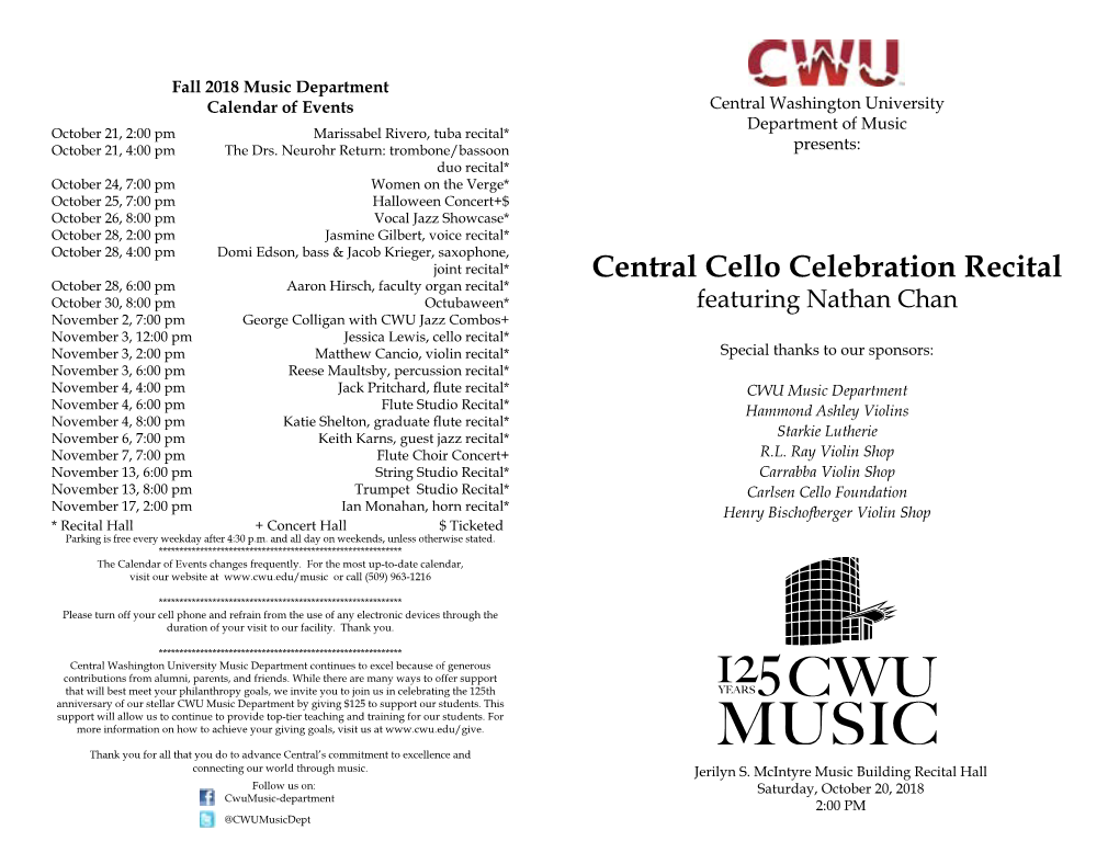 Central Cello Celebration Recital