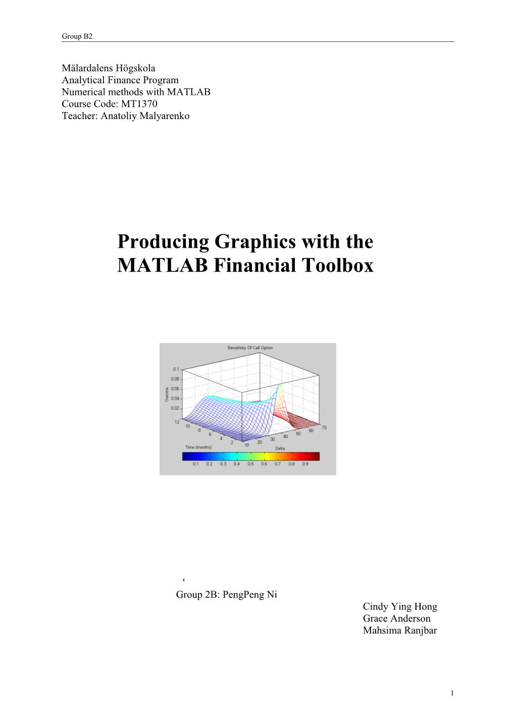 Producing Graphics with the MATLAB Financial Toolbox