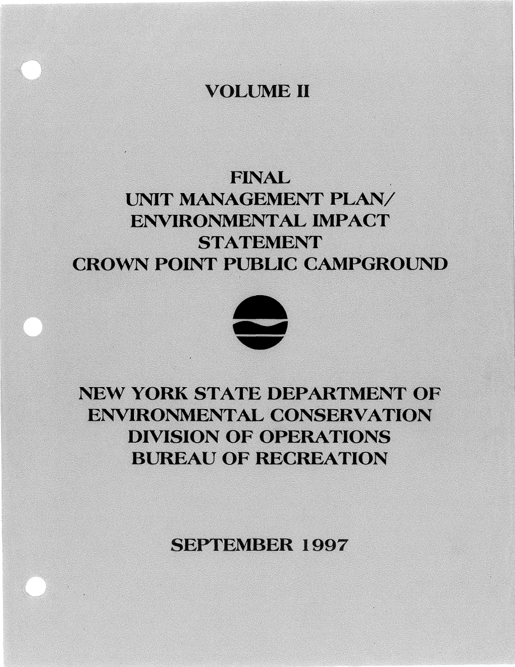 1997 Crown Point Campground Unit Management Plan