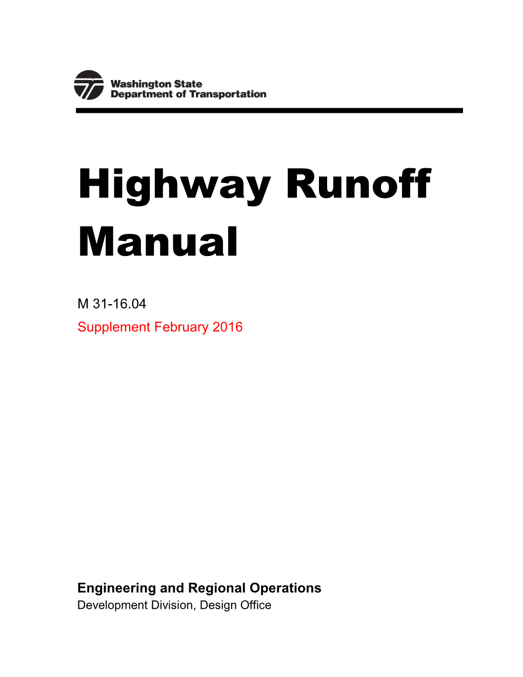 Highway Runoff Manual