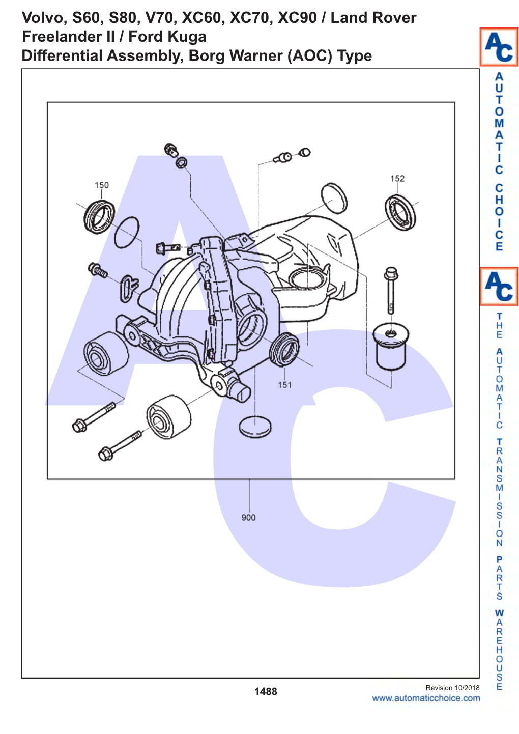 Differential Assembly, Borg Warner (AOC) Type Volvo, S60, S80, V70, XC60, XC70, XC90 / Land Rover Freelander II / Ford Kuga