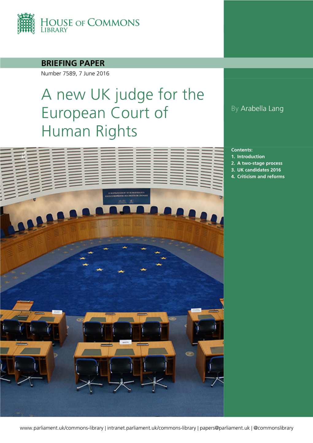 A New UK Judge for the European Court of Human Rights