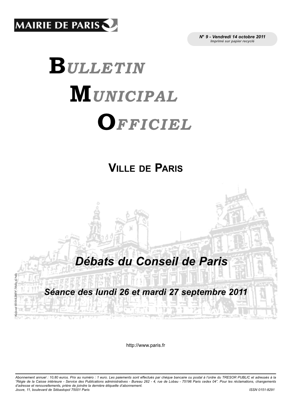 Conseil Municipal - Séance Des 26 Et 27 Septembre 2011 1075