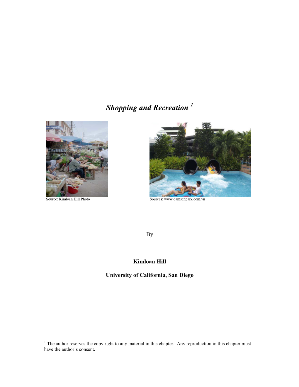 Chapter : Shopping and Recreation
