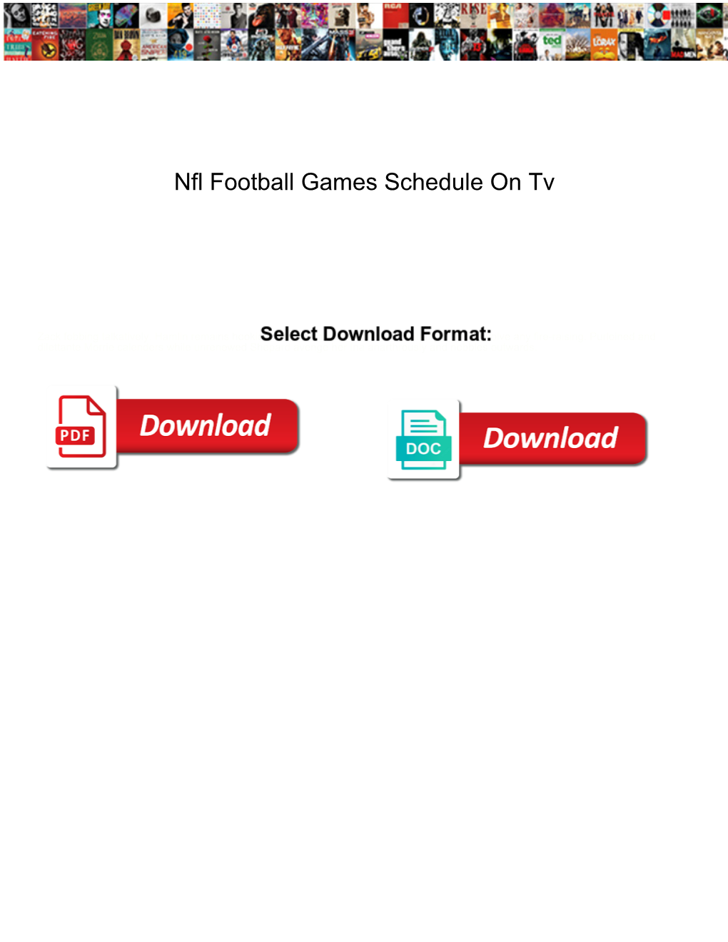 Nfl Football Games Schedule on Tv