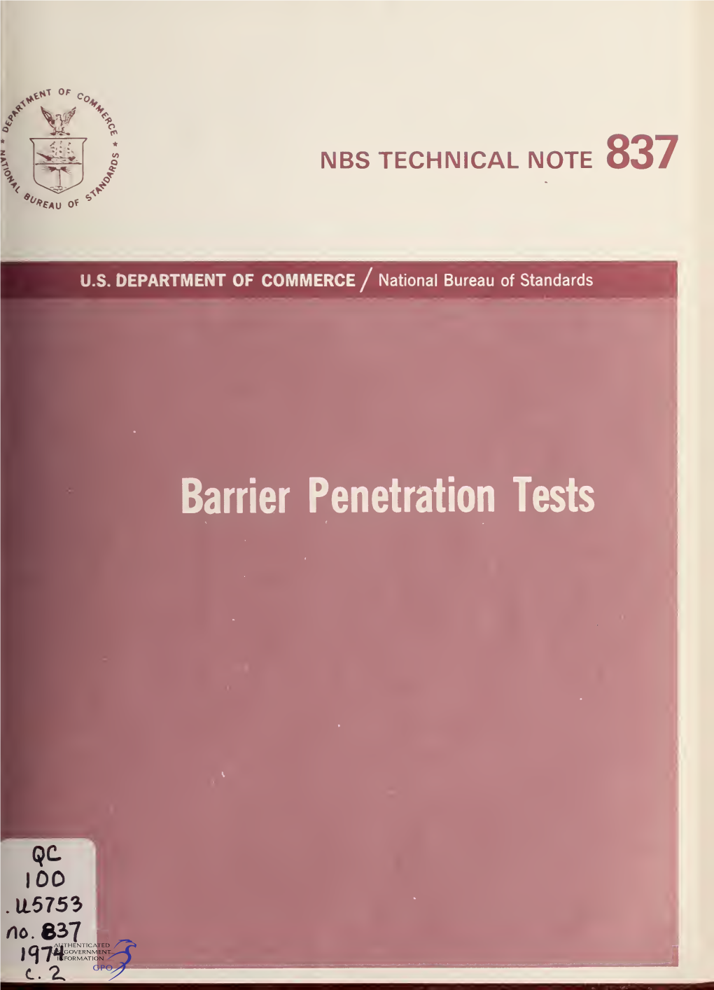 Barrier Penetration Tests ;7