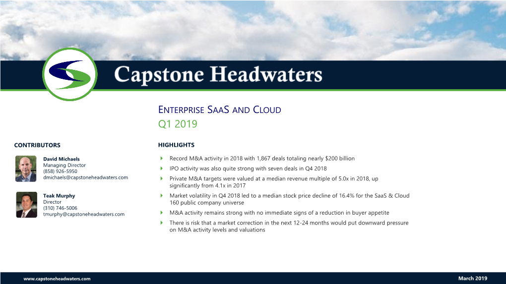 Enterprise Saas and Cloud Q1 2019