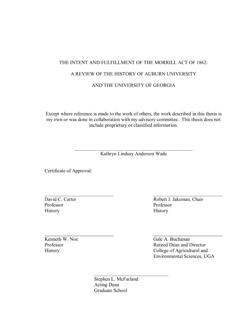 The Intent and Fulfillment of the Morrill Act of 1862