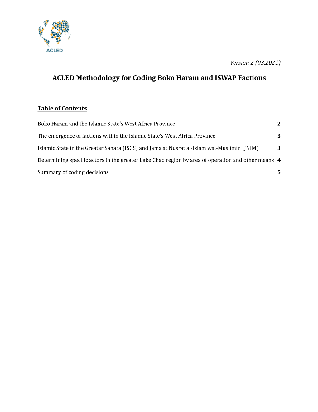 ACLED Methodology for Coding Boko Haram and ISWAP Factions