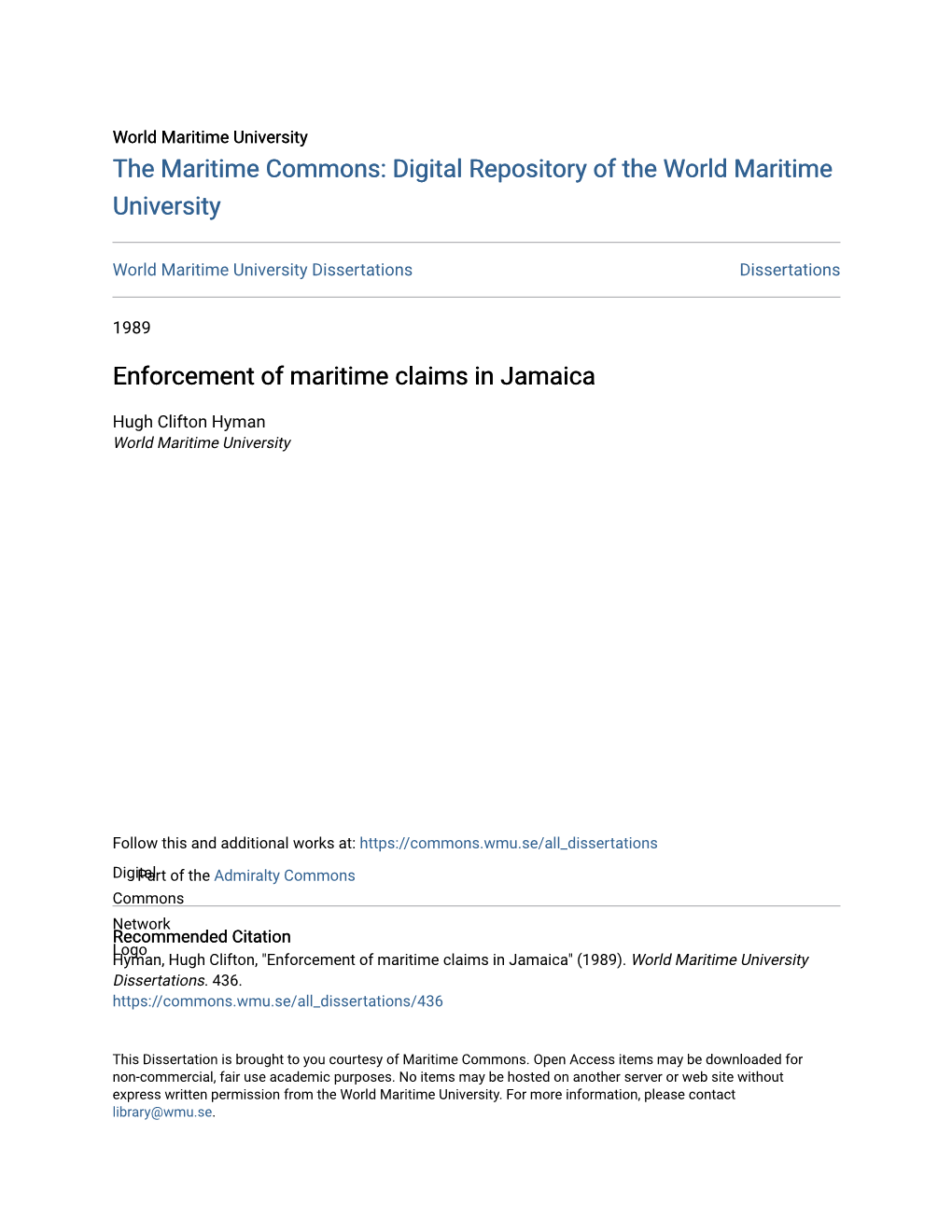 Enforcement of Maritime Claims in Jamaica