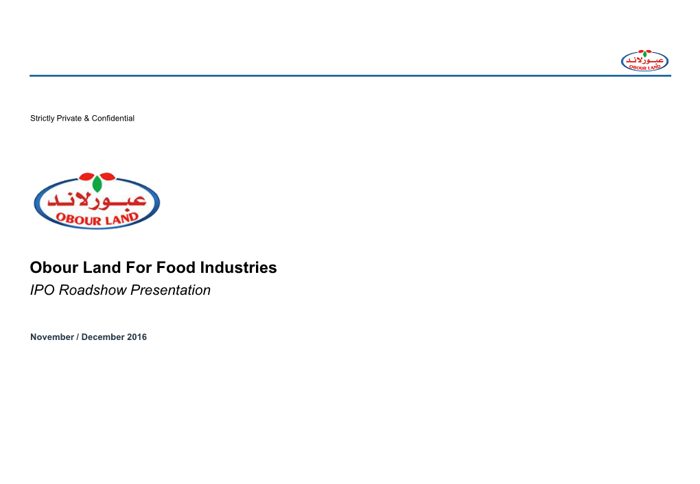 Obour Land for Food Industries IPO Roadshow Presentation