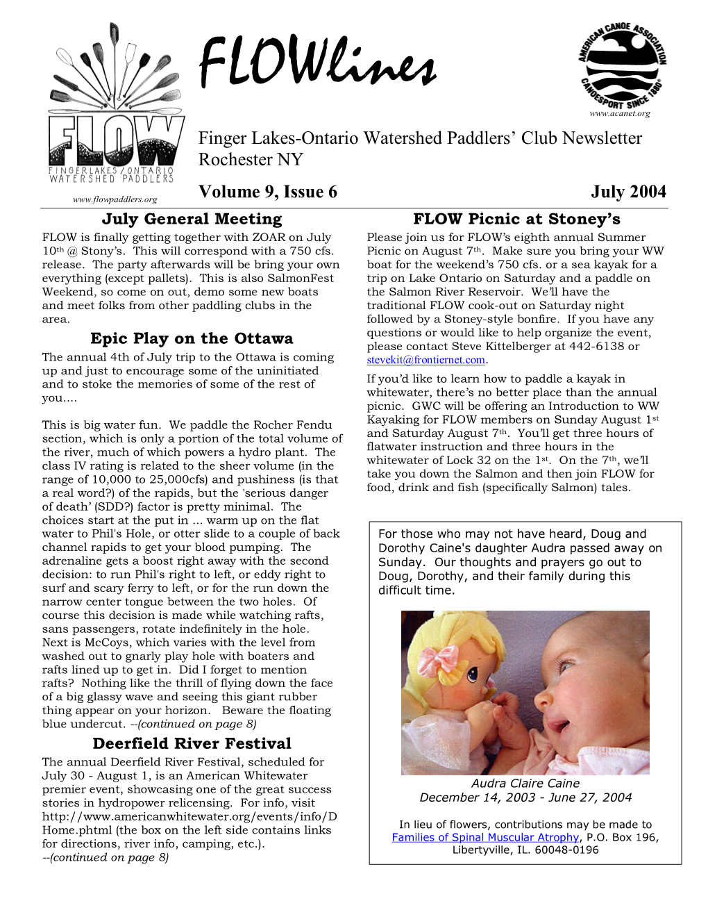 Flowlines Finger Lakes-Ontario Watershed Paddlers’ Club Newsletter Rochester NY