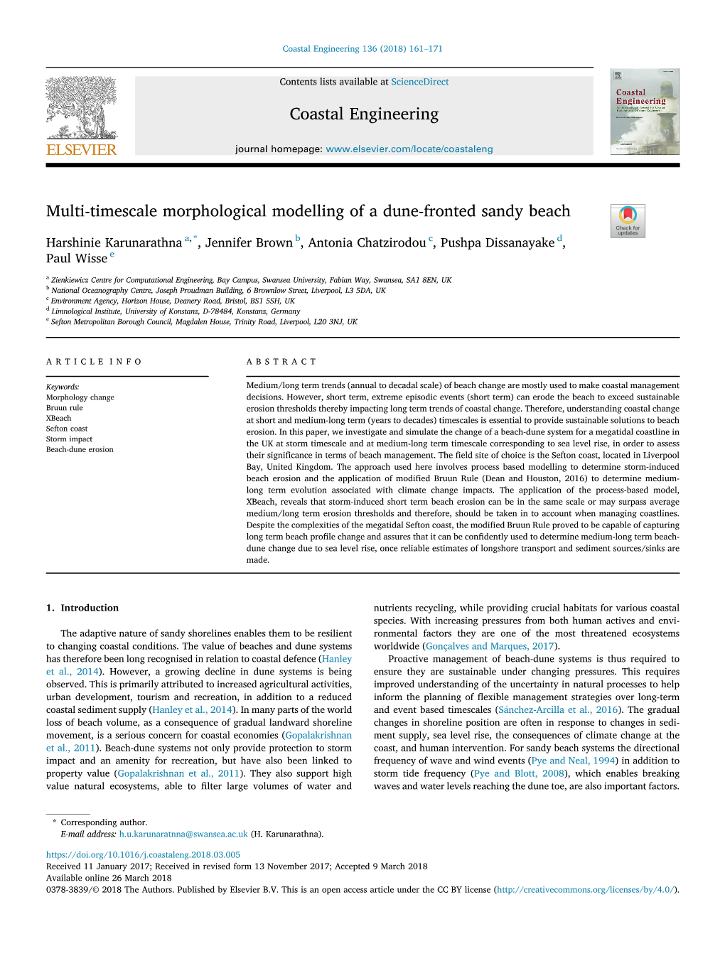 Coastal Engineering 136 (2018) 161–171