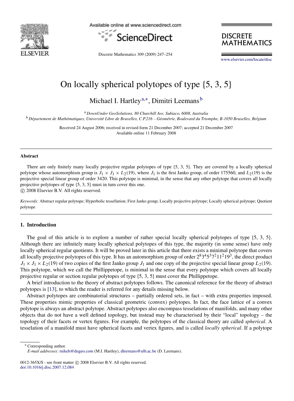 On Locally Spherical Polytopes of Type {5, 3, 5}