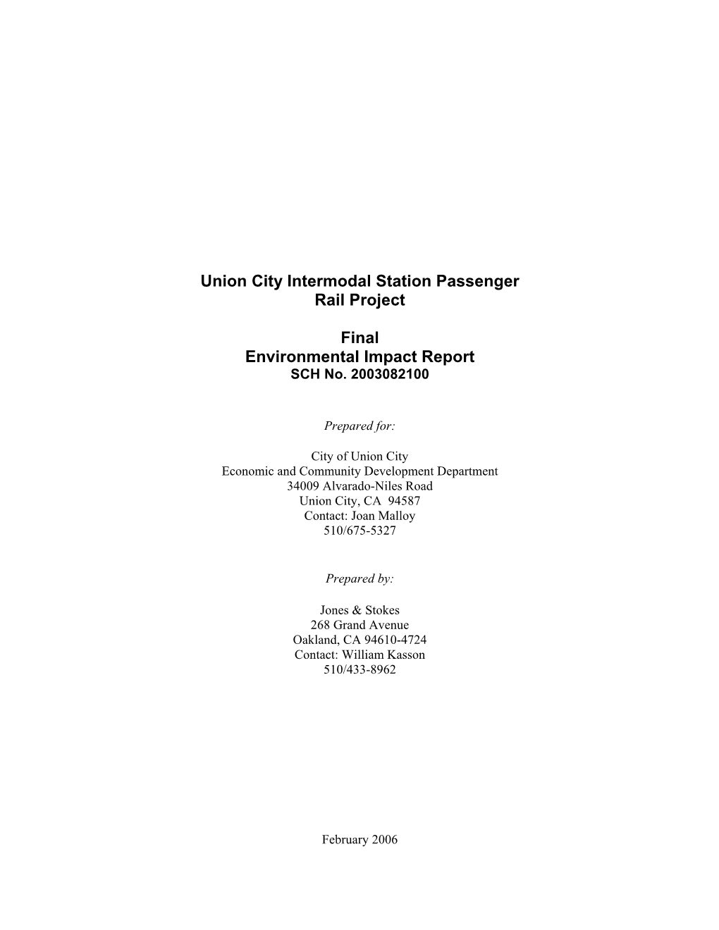 Passenger Rail Project Final Environmental Impact Report