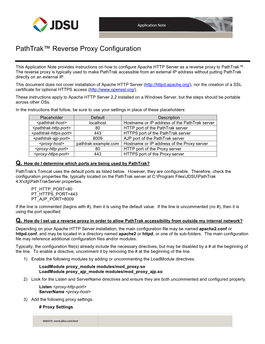 Pathtrak™ Reverse Proxy Configuration