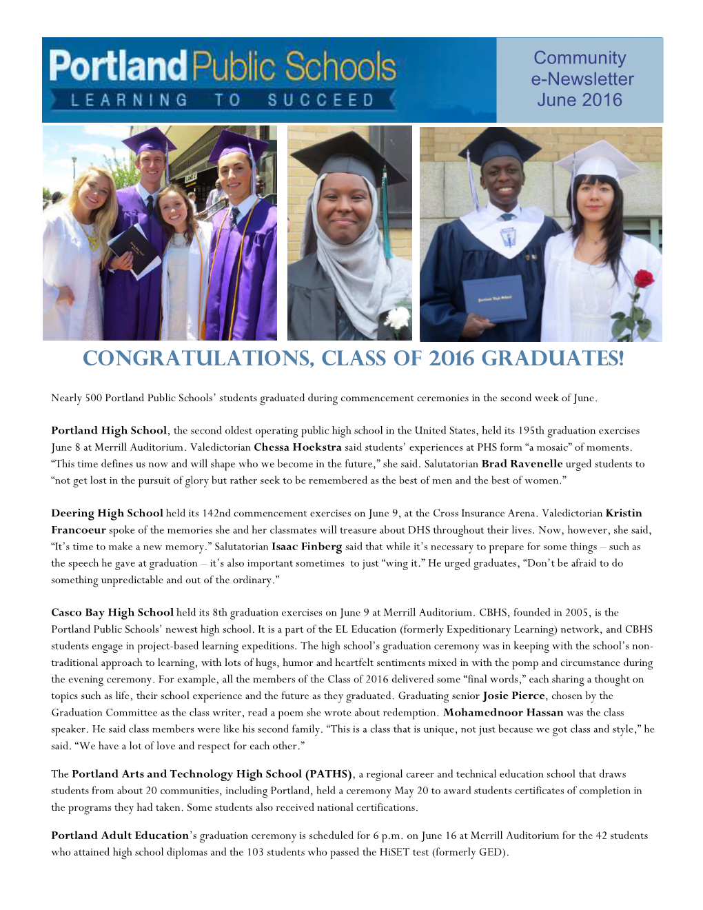 Congratulations, Class of 2016 Graduates!