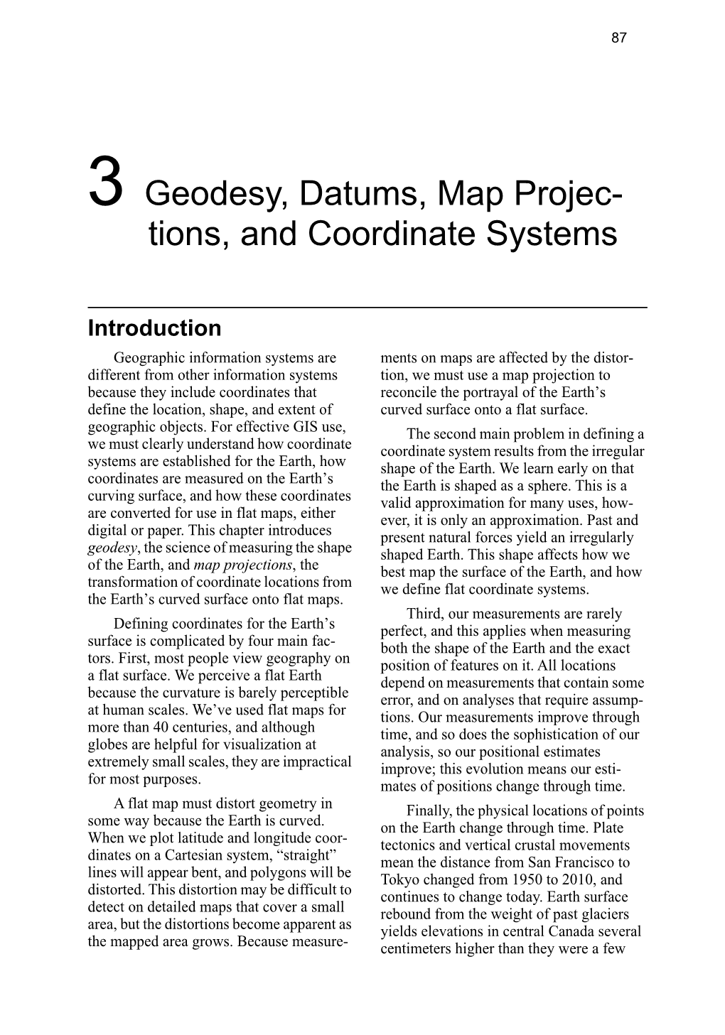 3 Geodesy, Datums, Map Projec- Tions, and Coordinate Systems