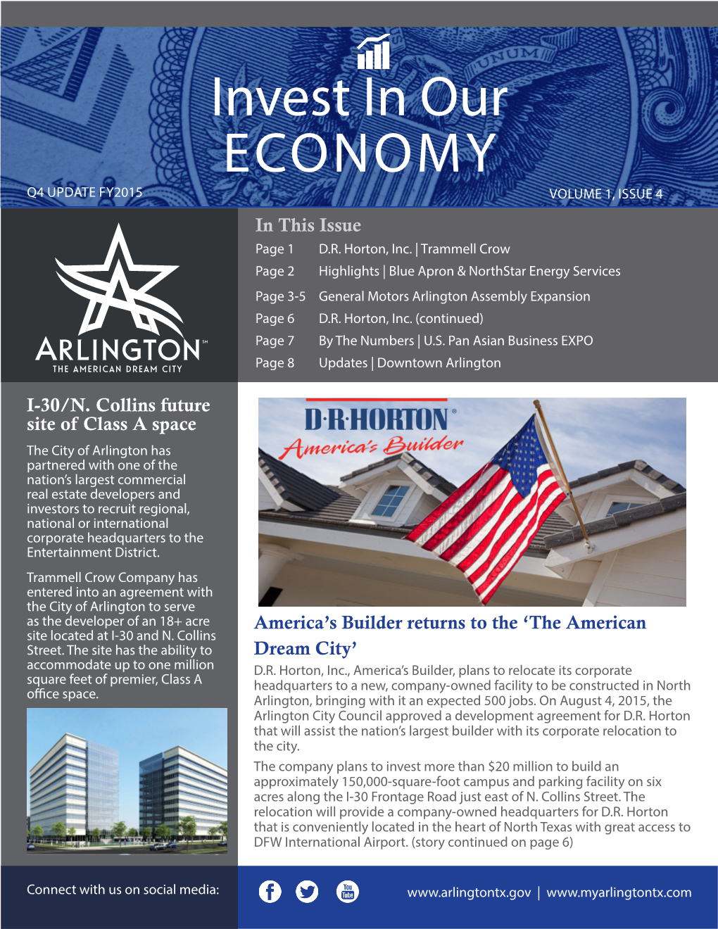 Invest in Our ECONOMY Q4 UPDATE FY2015 VOLUME 1, ISSUE 4 in This Issue Page 1 D.R