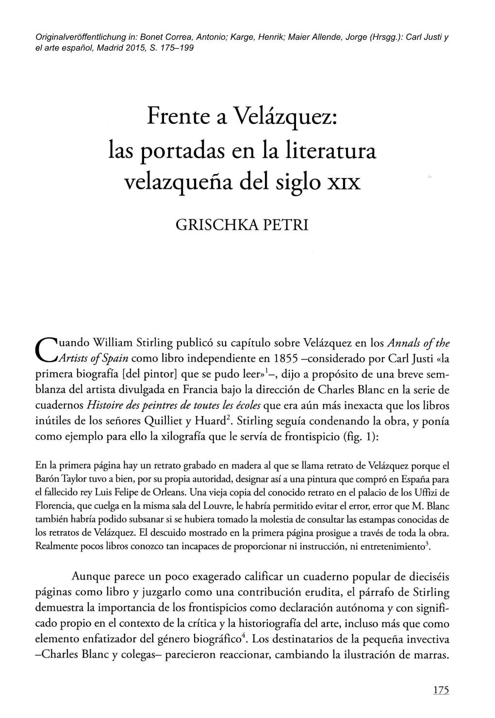 Frente a Velázquez: Las Portadas En La Literatura Velazqueña Del Siglo Xix