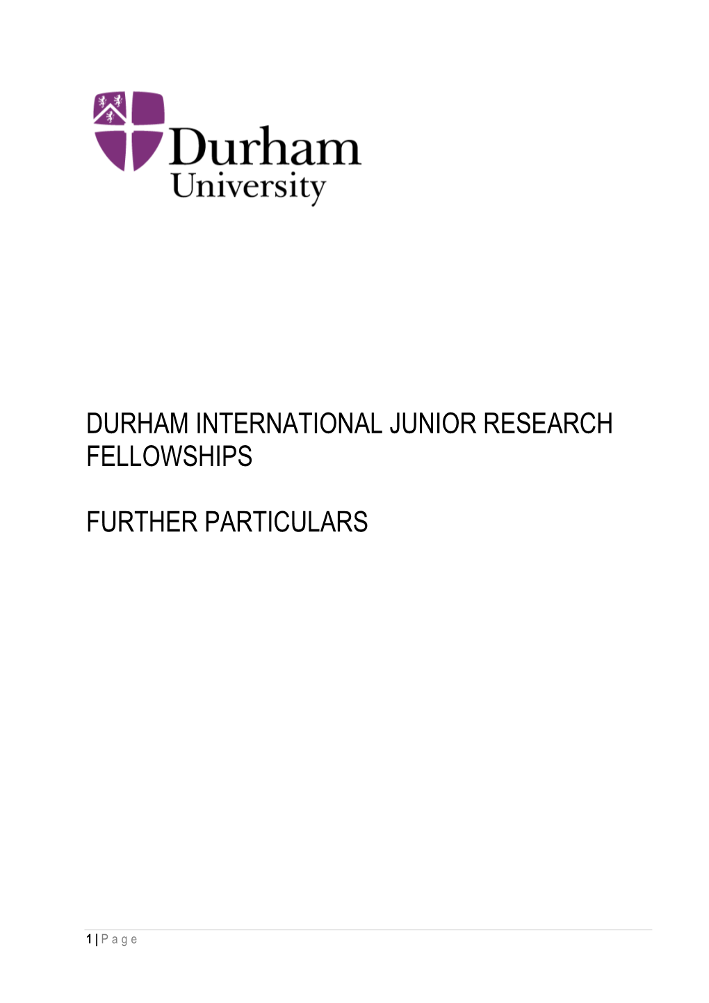 Durham International Junior Research Fellowships