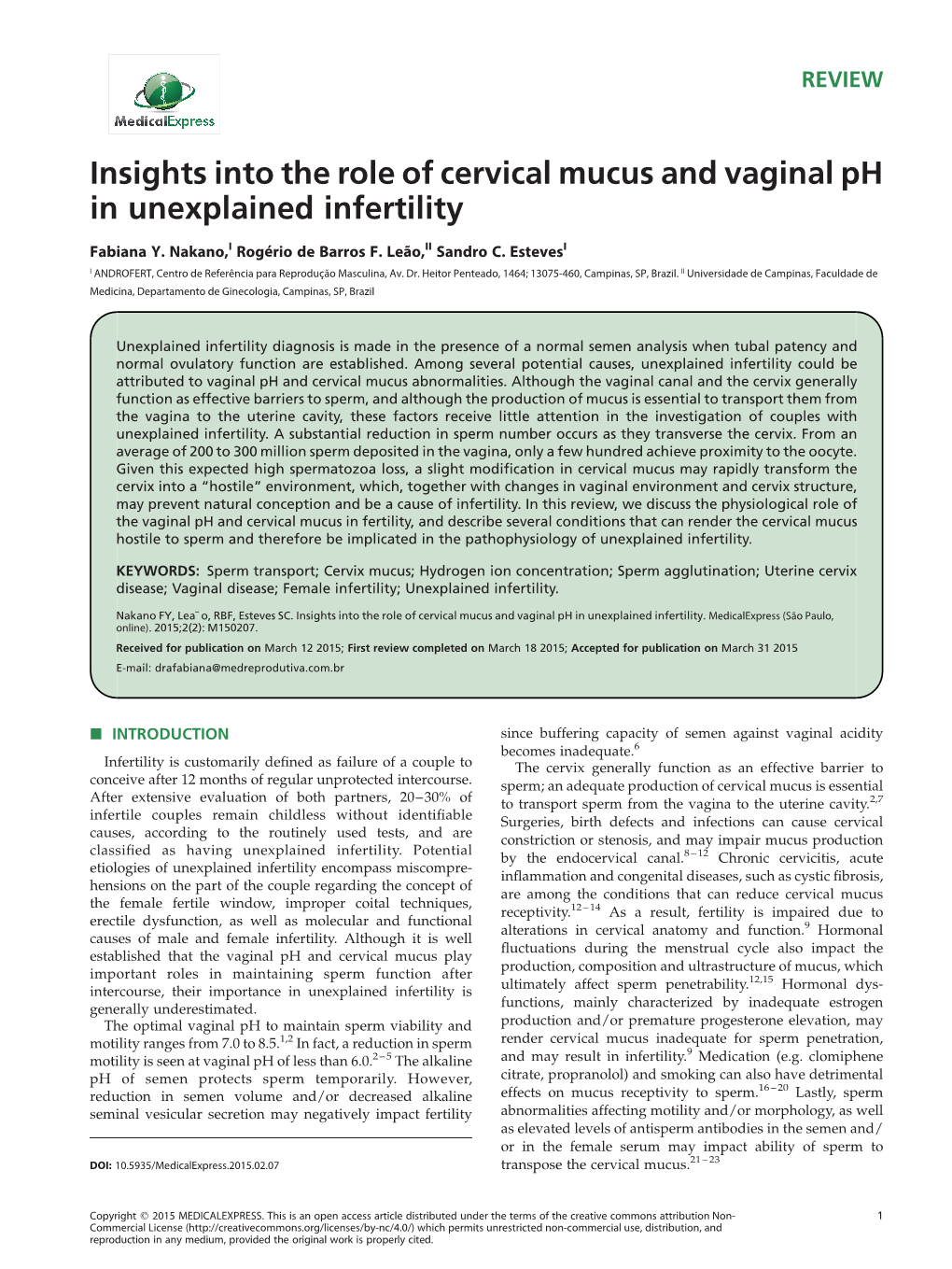 Insights Into the Role of Cervical Mucus and Vaginal Ph in Unexplained Infertility