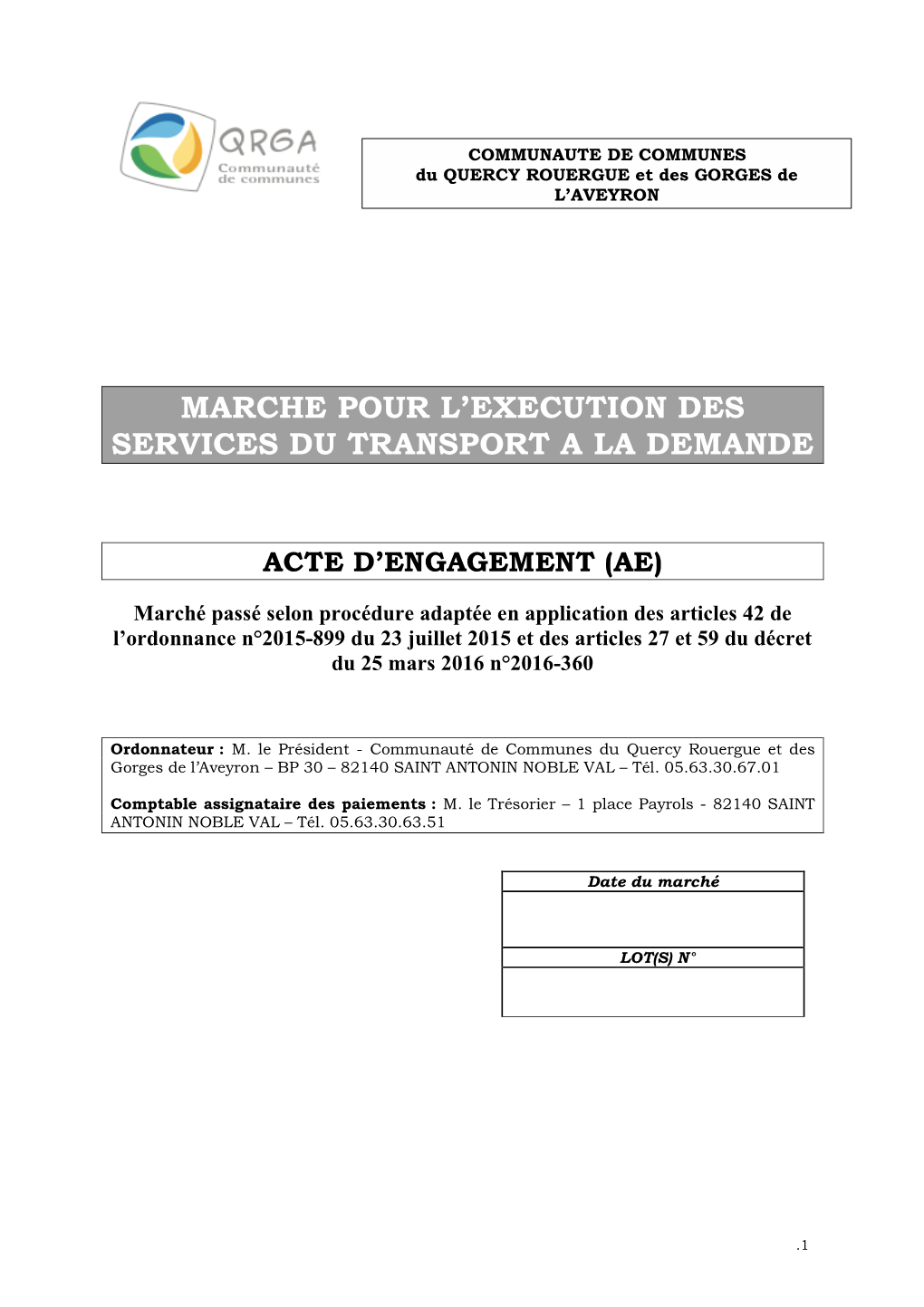 Marche Pour L'execution Des Services Du Transport a La