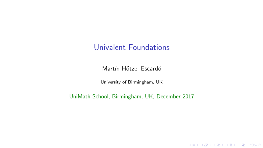 Univalent Foundations