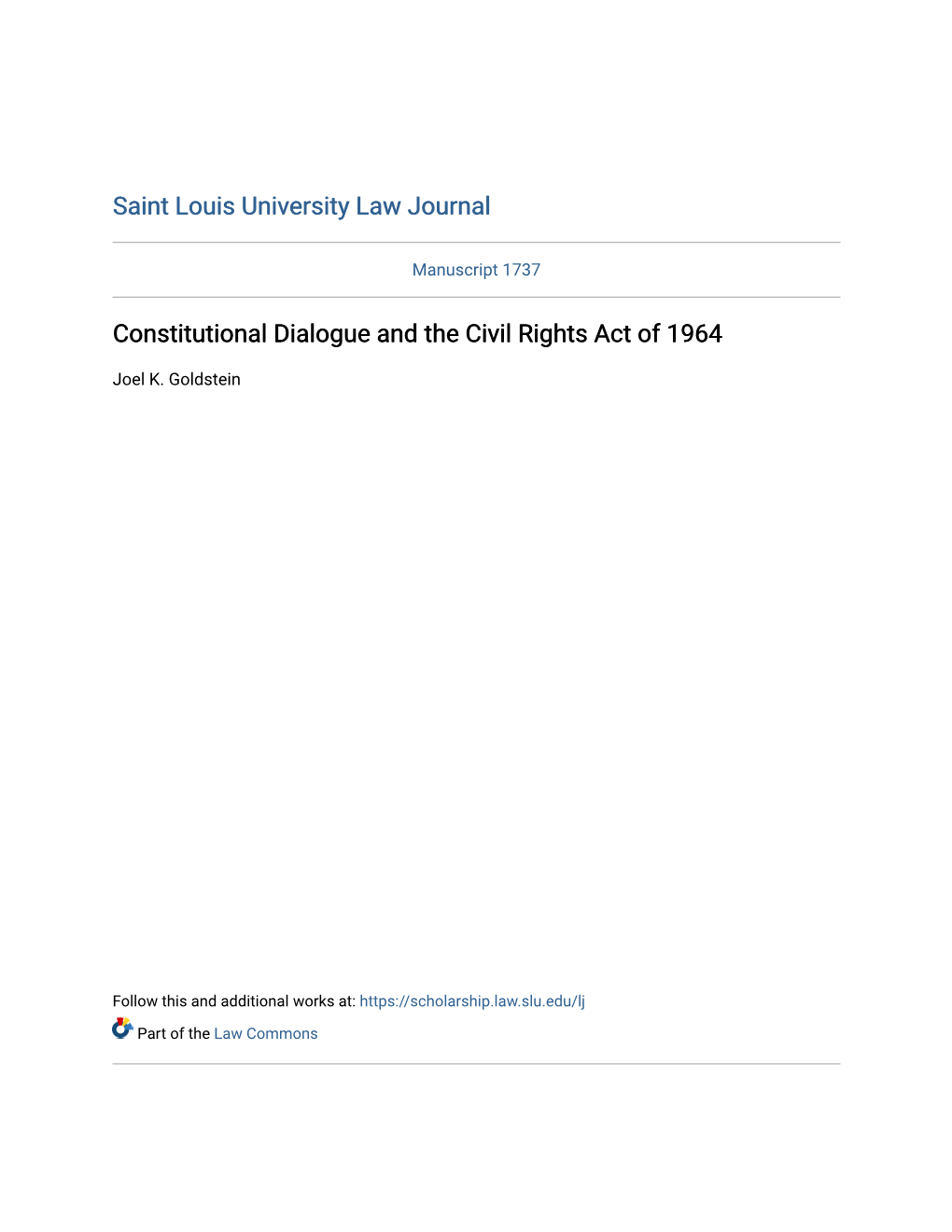 Constitutional Dialogue and the Civil Rights Act of 1964