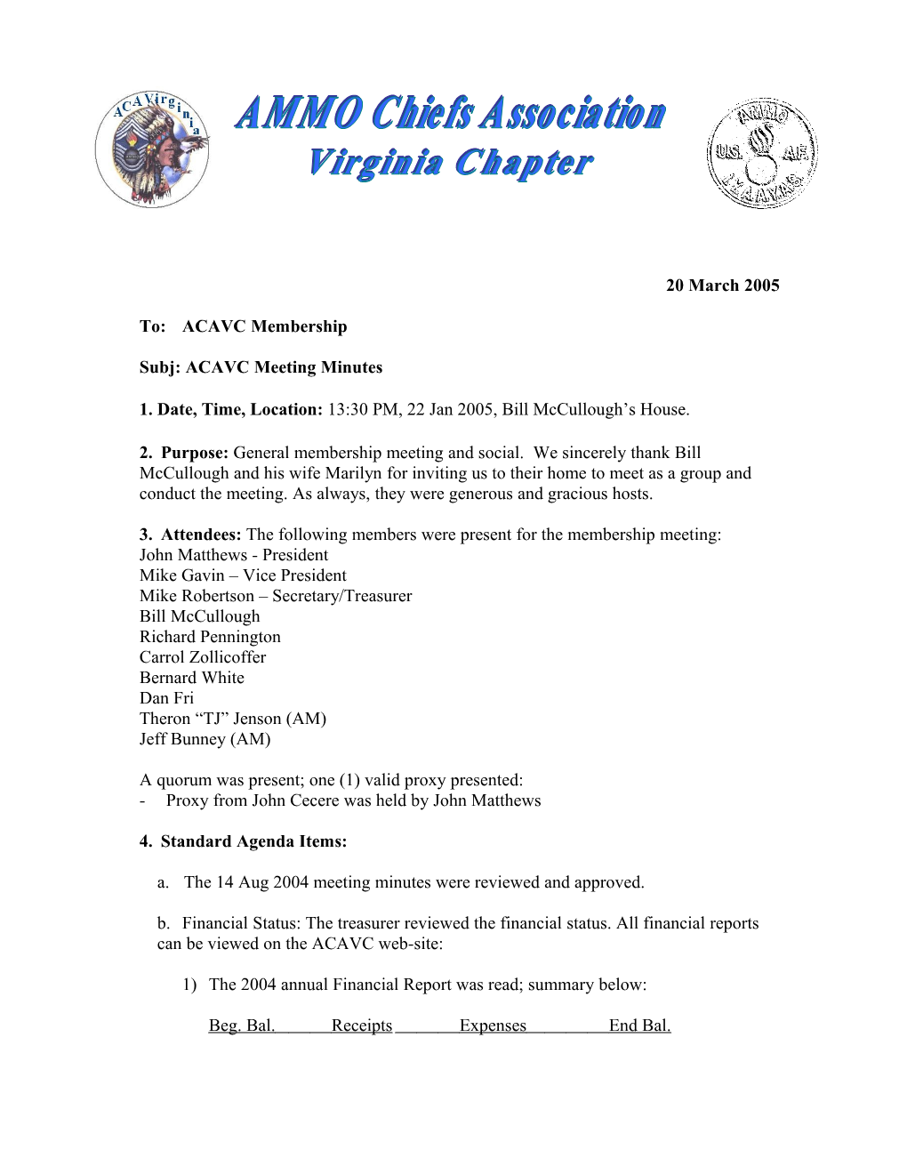 Subj: ACAVC Meeting Minutes